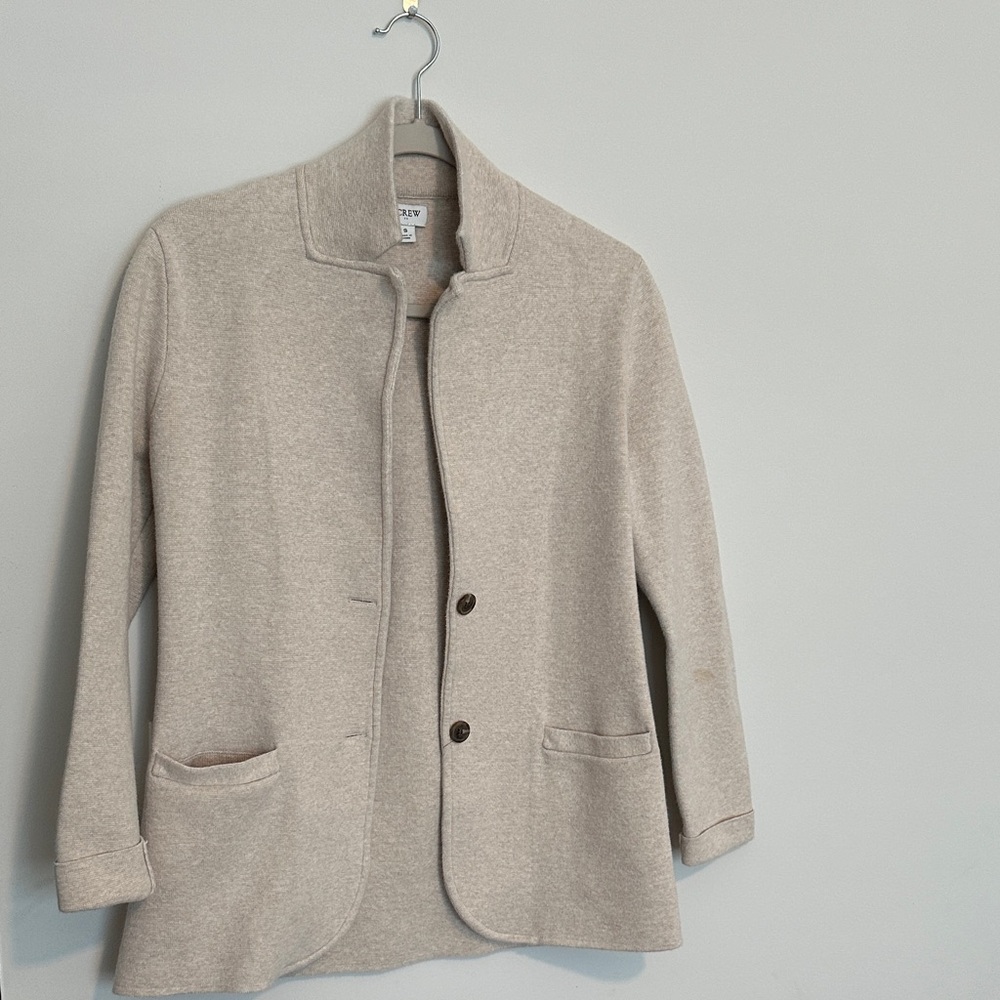 J. Crew Cream Knit Blazer with Patch Pockets